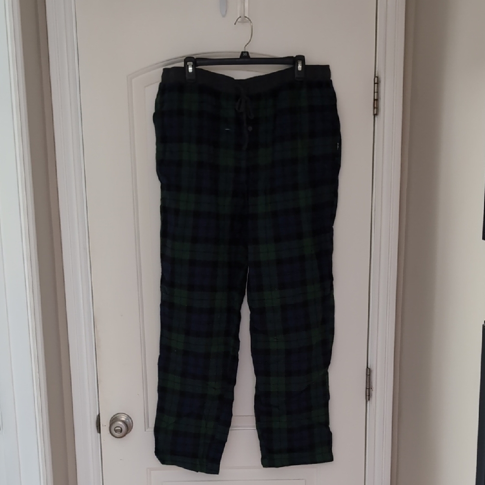 Eddie Bauer Men's Black and Green Plaid Joggers
